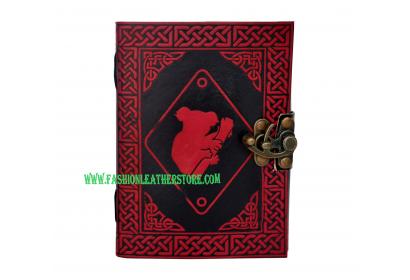 Celtic Color Panda Dairy Book Of Shadow Leather Journal Note Book Red With Black 